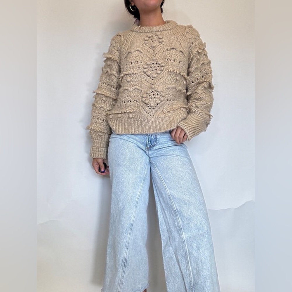 Zara Beige Textured Knit Sweater - Picture 3 of 13